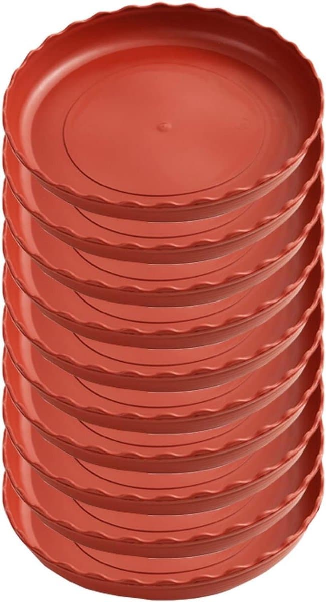 Plantenbak Druppelbak - Bloempot Lade - Overtollige Drainage Opvangen - Kantafwerking Uniek Ontwerp - 10 stuks 18cm - Rood