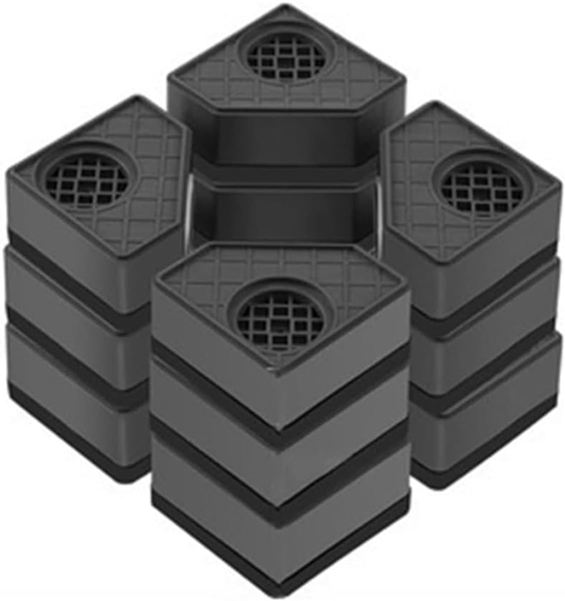 Wasmachine Verhogers - Apparaat Voetstukken - Stabiel Plaatsen - Trillingen Dempend - 4 stuks 11.5CM - Grijs & Zwart