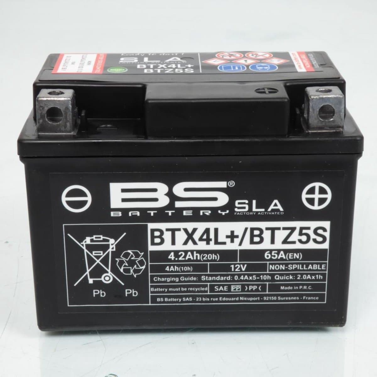 Batterie SLA BS Battery pour Moto KTM 450 Smr Ie 2012 à 2014 YTX4L / YTZ5S / 12V 4.2Ah Neuf