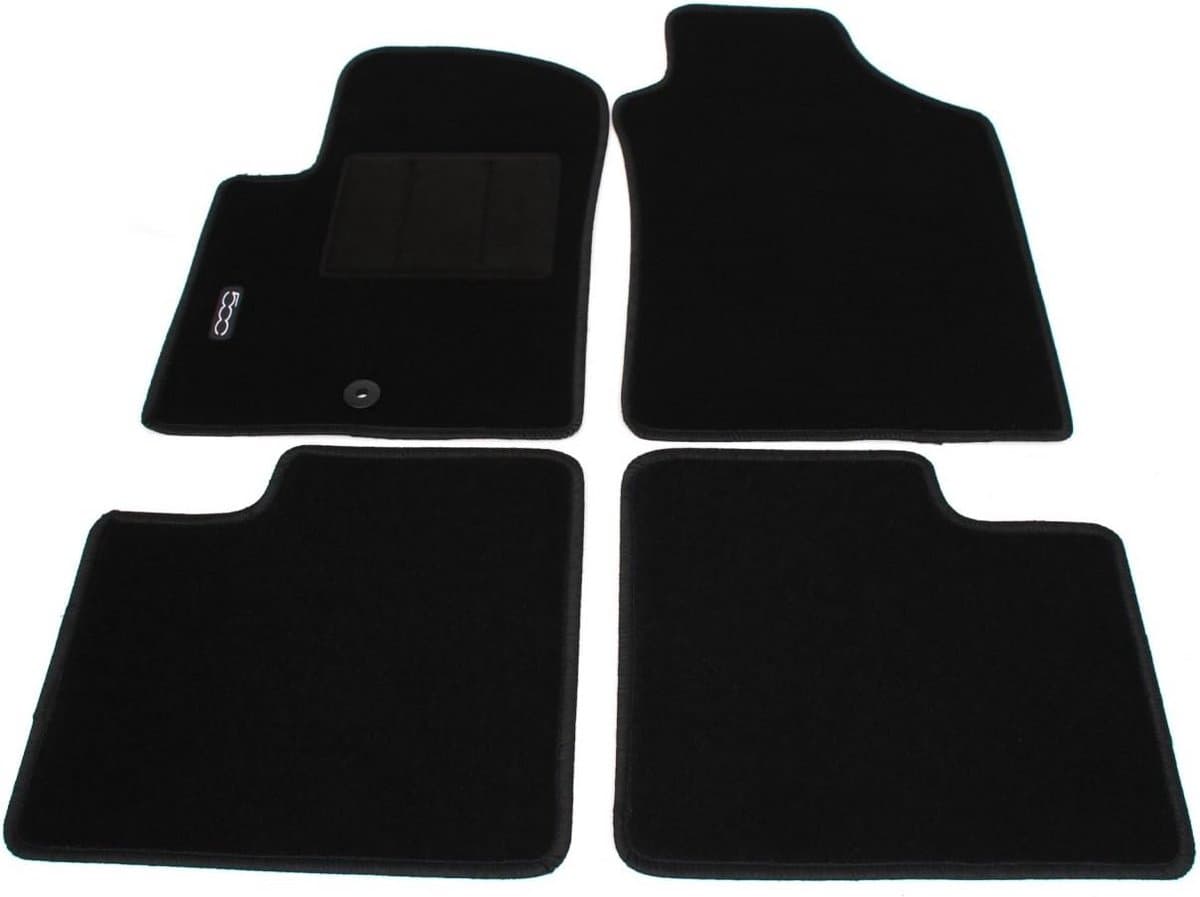 Tapijt Fiat 500 (2008-2018) - Zwart Textiel met Logo - Antislip & Hoge Kwaliteit
