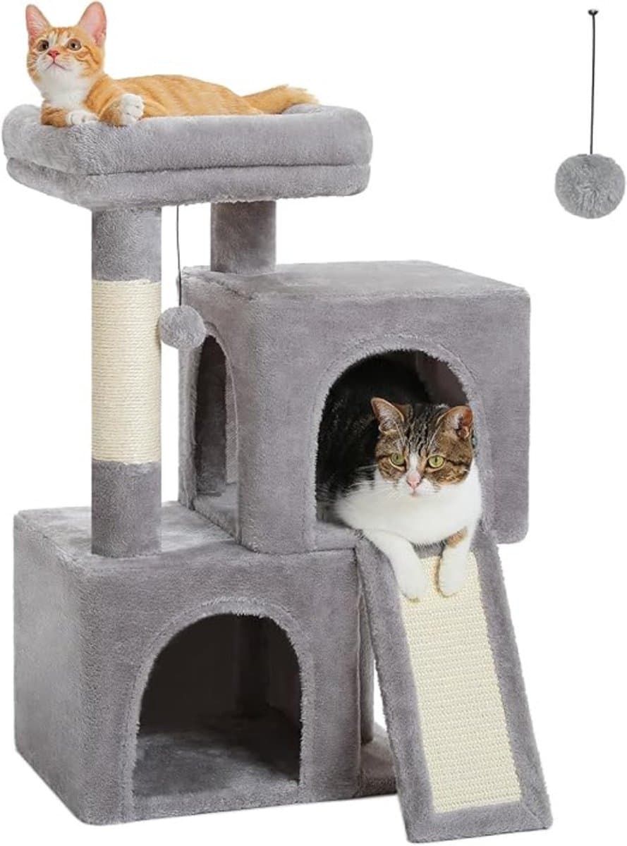 Quvo® Krabton - Krabpaal - Krabton voor Katten- Grijs- 43 cm x 18 cm x 33 cm; 7.03 kg