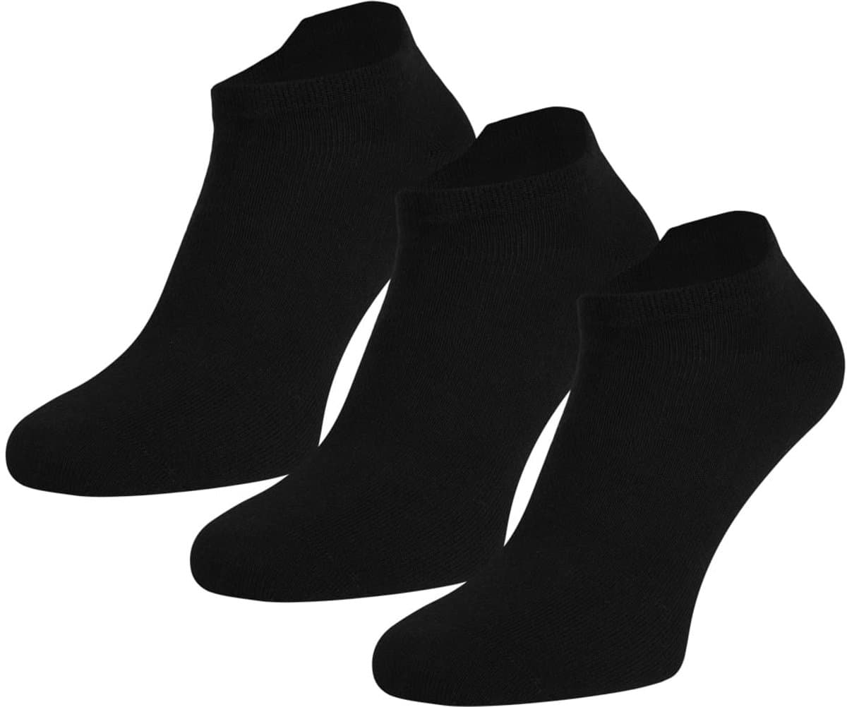 TEckel naadloze sneakersokken met lip - Dames en Heren - Katoen - 3 paar - Zwart - Maat 43/46