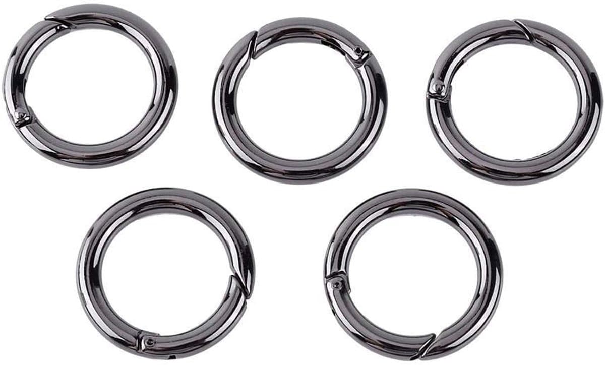 Gespleten Ringen met Veerclips - EDC Ringgesp met Snelsluiting en Karabijnhaak - Zinklegering - 10 Stuks