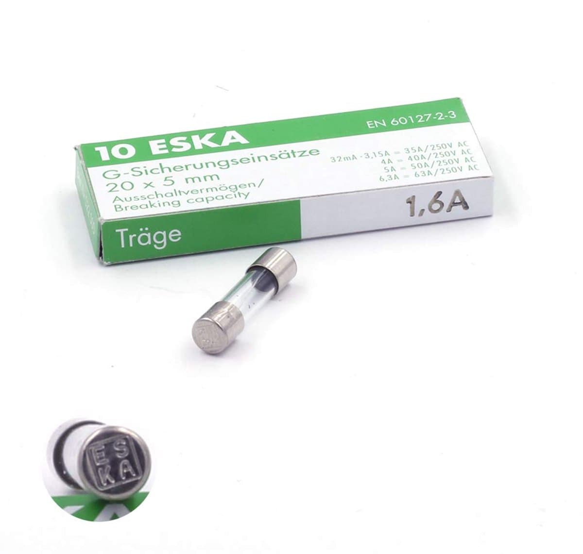 Set van 10 Glas Zekeringen 1,6A 250V - Veiligheidssnellopende Tijdzekering 5x20mm