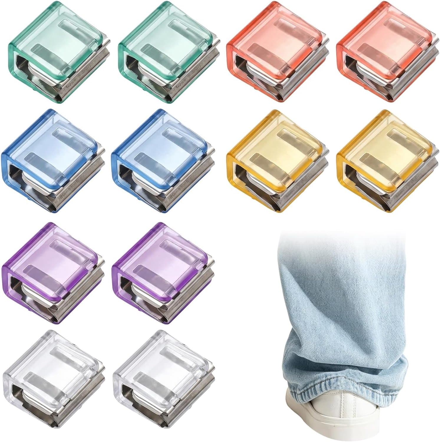Broekklemmen Set 12-delig - Verstelbaar en Transparant - Fietsklemmen voor Pantalons - Snelle aanpassing zonder naaien - ShopVlot