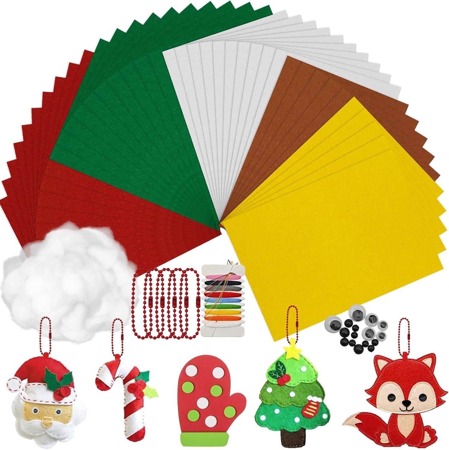 Viltknutsels kerstknutselset - kleurrijke vilten mat - compleet met naaibenodigdheden - ShopVlot