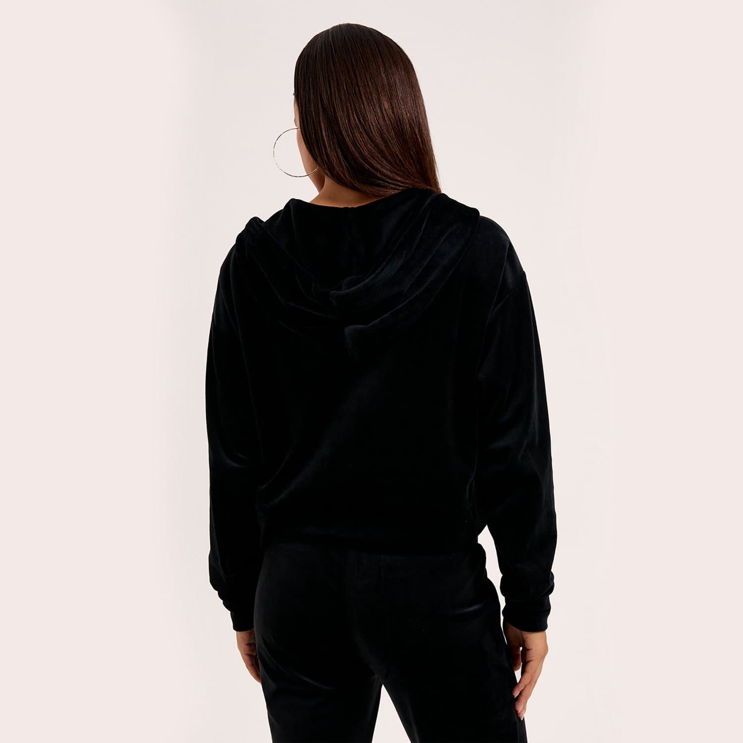 Juicy Couture Juicy Couture Iccle Diamante Oversized Cropped Hoodie ZWART - Maat XXS