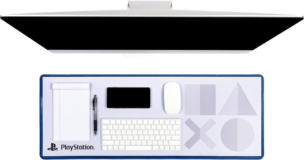 Bureaumat met PlayStation 5 iconen, 30 x 80 cm, wit