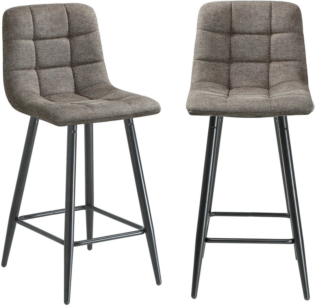 CALICOSY - Set van 2 gestoffeerde krukken in gemêleerde stof H94 cm - SIA