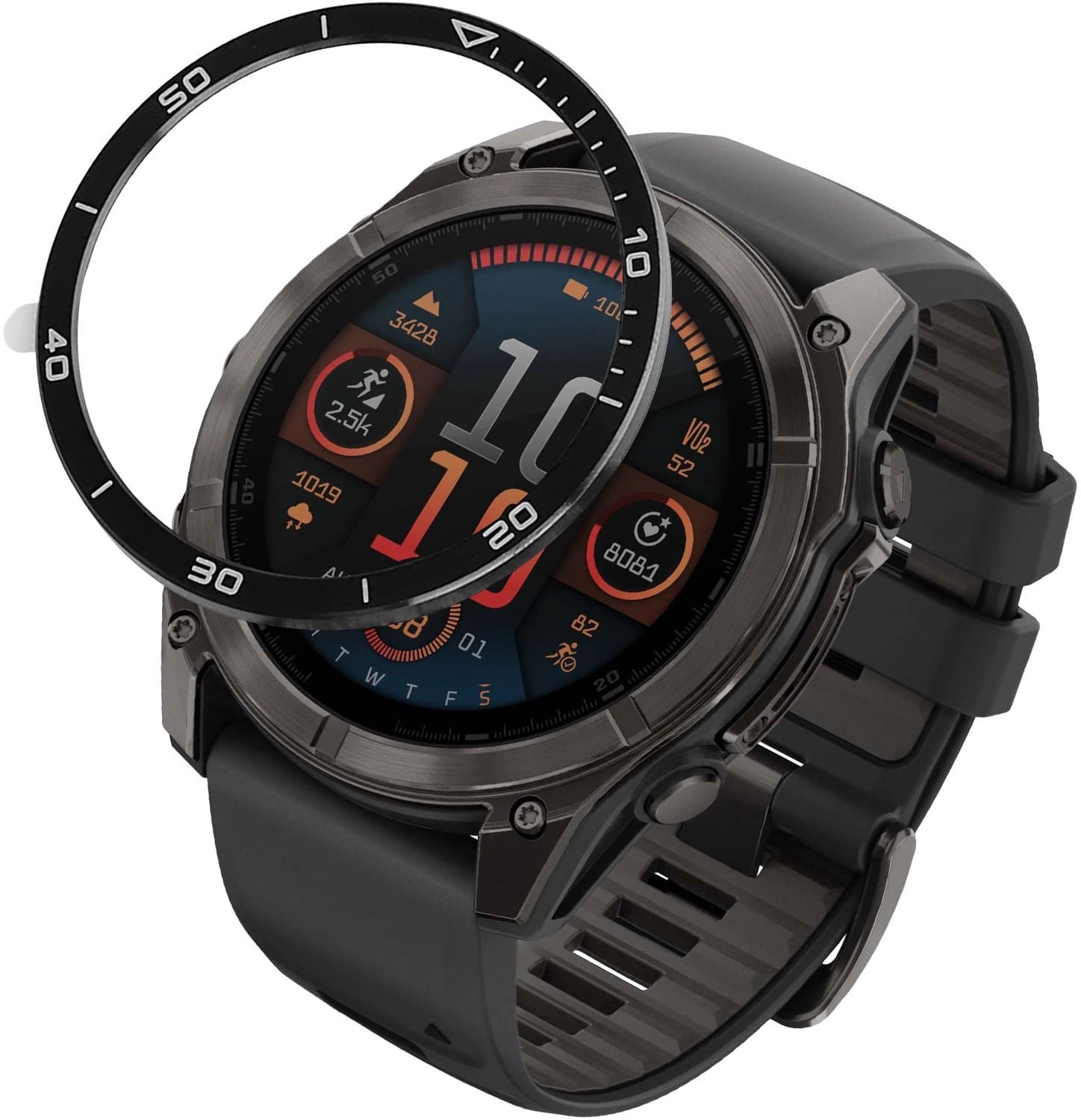 kwmobile Beschermende Ring geschikt voor Garmin Fenix 8 47mm AMOLED Fitness Tracker - Bezel Ring voor smartwatch - Beschermring voor smartwatch in zwart / wit.