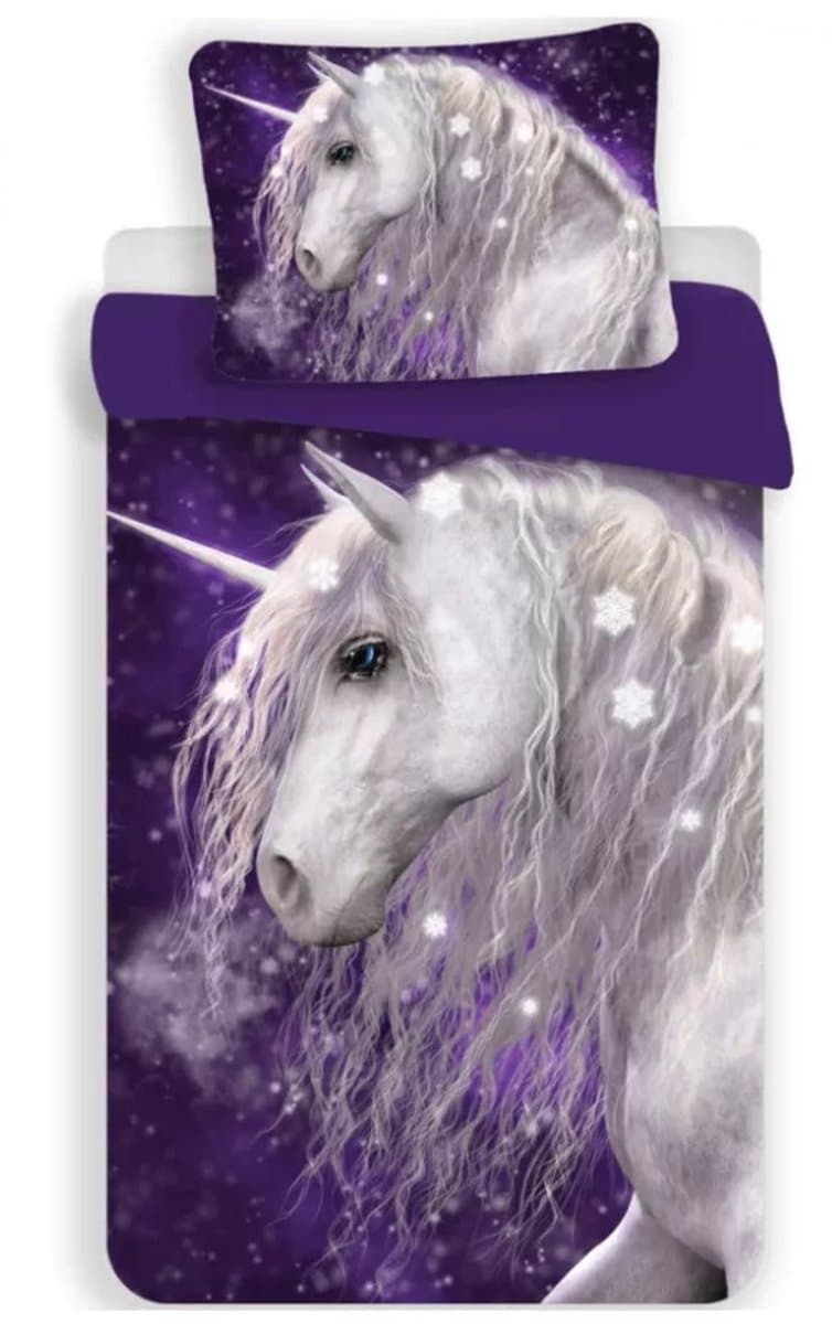 Unicorn - Dekbedovertrek - Peuter formaat - 100x135Cm - 100% Katoen.
