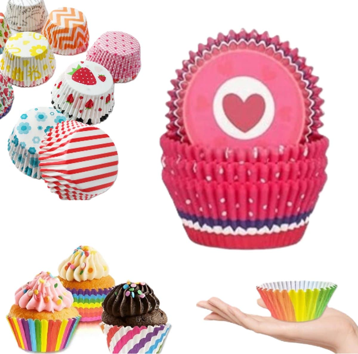 1000 Stuks Cupcake Vormpjes Papier - perfect voor feestelijke taarten - Bakvorm - Cupcake vormpjes – papier - regenboogkleur - Willekeurige kleuren - LOUZIR