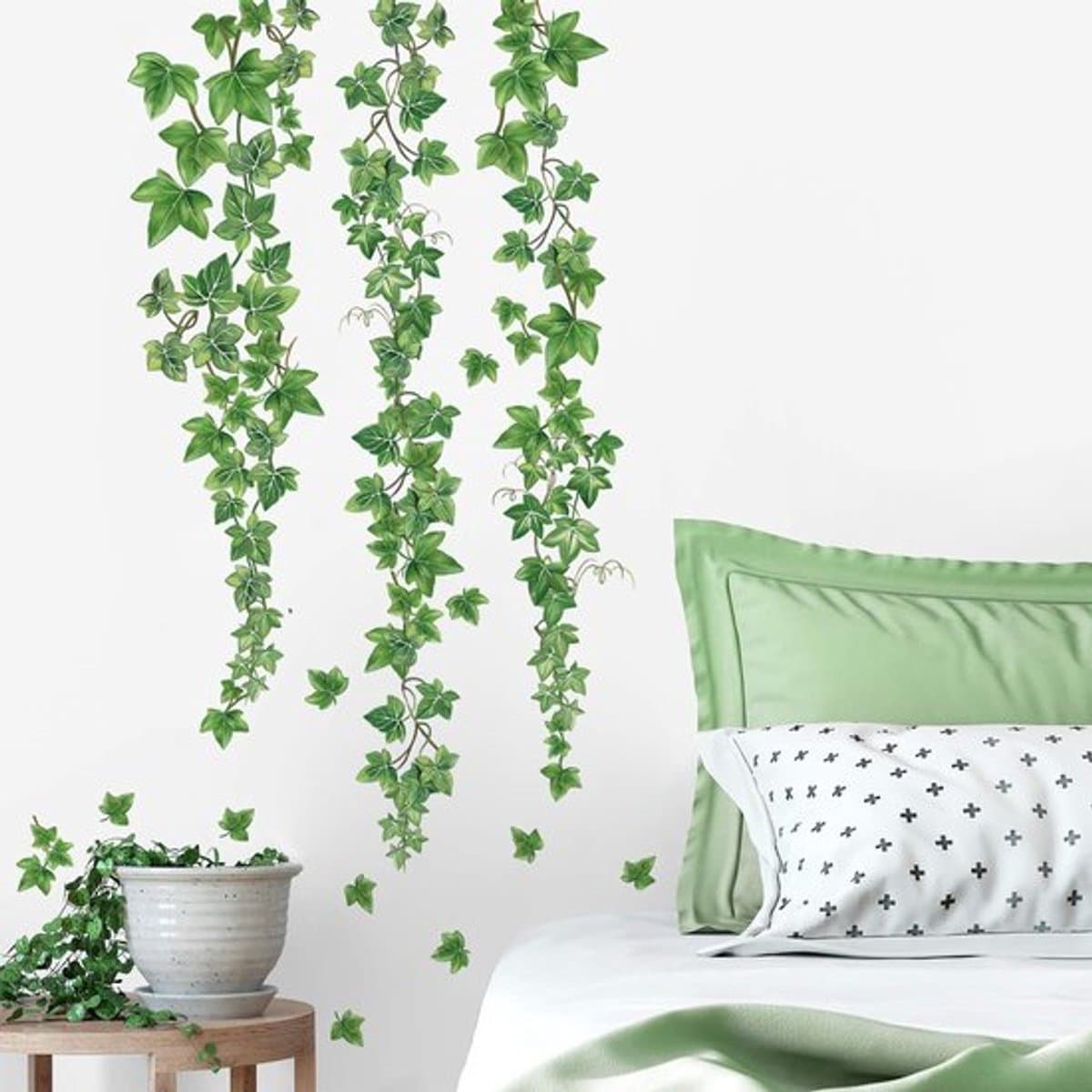 Dailygoods - Wandstickers - Groene Klimop Bladeren - Decoratie voor Woonkamer en