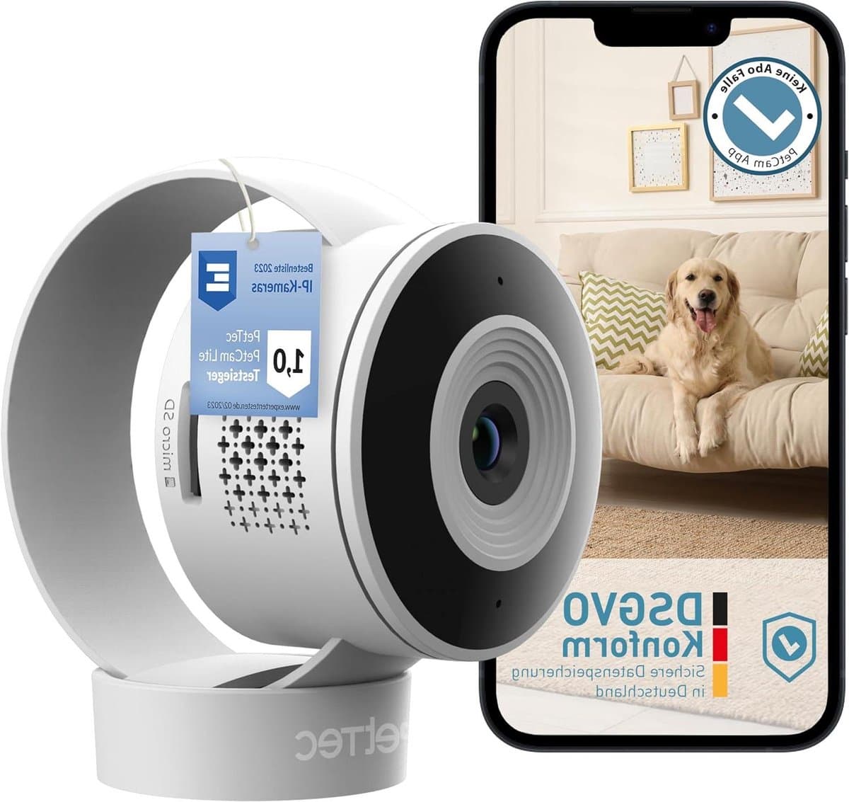 Huisdier Camera - Bewakingscamera Thuis - Huisdieren in de gaten - Bewegingsdetectie Geluid - Full HD 1080p - Wit