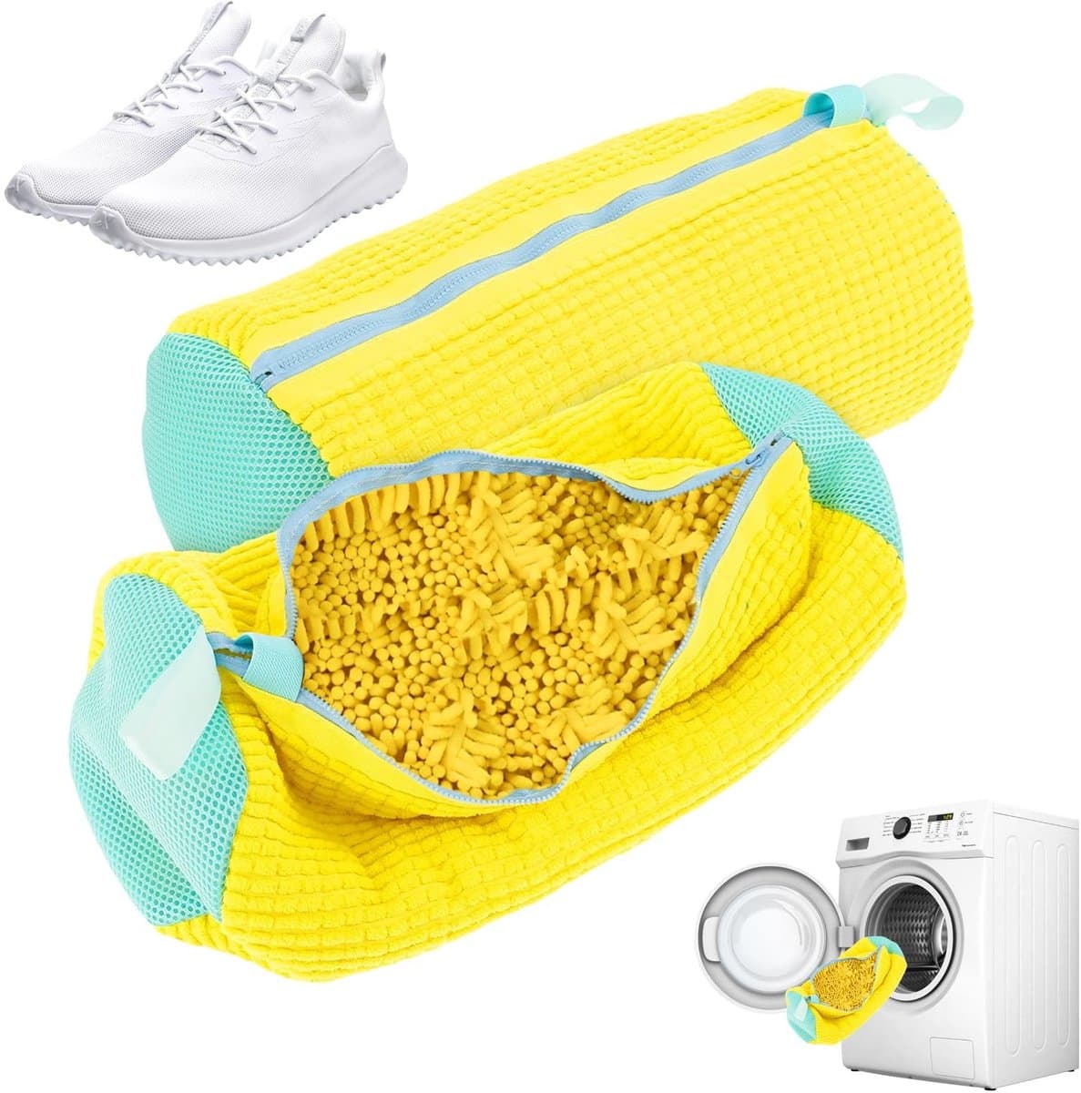 Dailygoods- Schoenwaszak - Beschermende Mesh - Herbruikbare Waszak - Ritssluiting - Set van 2 - Duurzaam Polyester Katoen