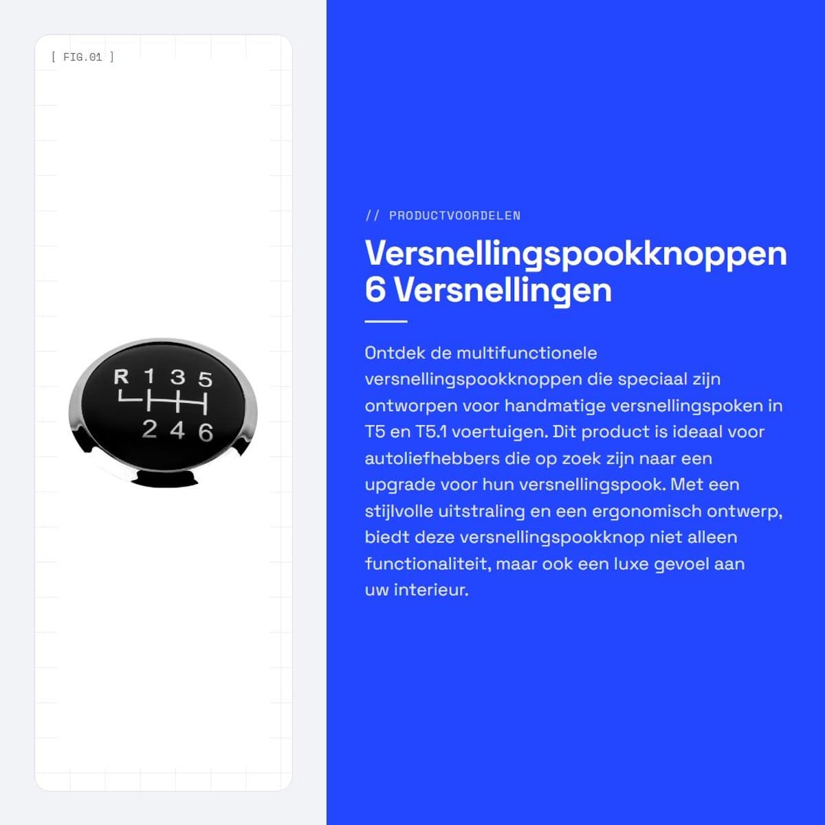 Dailygoods- Versnellingspookknop 6 Versnellingen - Ergonomisch Ontwerp - Antislip - Lichtgewicht - Duurzaam - Hoogwaardig ABS-Kunststof - Pookknop