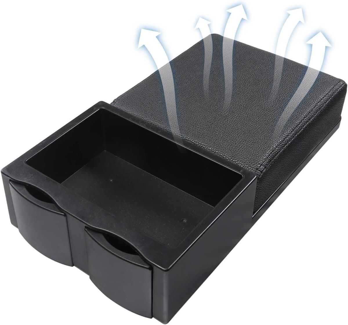 Auto Armsteun Organizer - Middenconsole Opbergbak - Auto Interieur Organiseren - Met Intrekbare Bekerhouder - 36x18.5x6.5 cm - Zwart