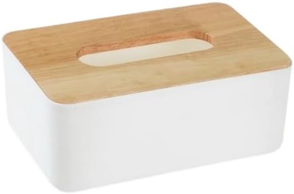 Tissuedoos Hout - Papier Dispenser - Decoratie Huis - Gladde Opening - 16x13x9 cm - Wit