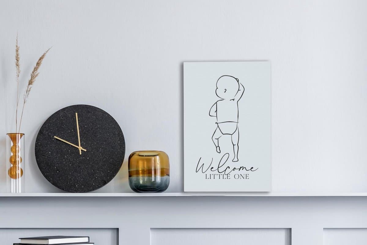 Canvas Schilderij Spreuken - Quotes - Welcome little one - Baby - 20x30 cm - Wanddecoratie