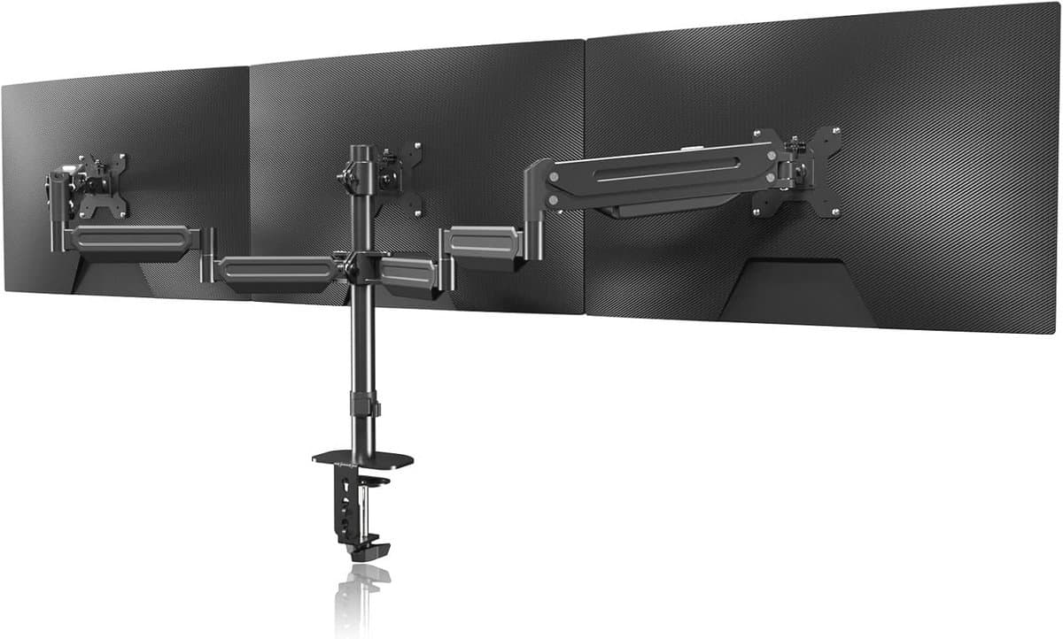 Verstelbare Drievoudige Monitorbevestiging voor 17-27 inch Schermen - Gasveer Monitorarm met Full Motion