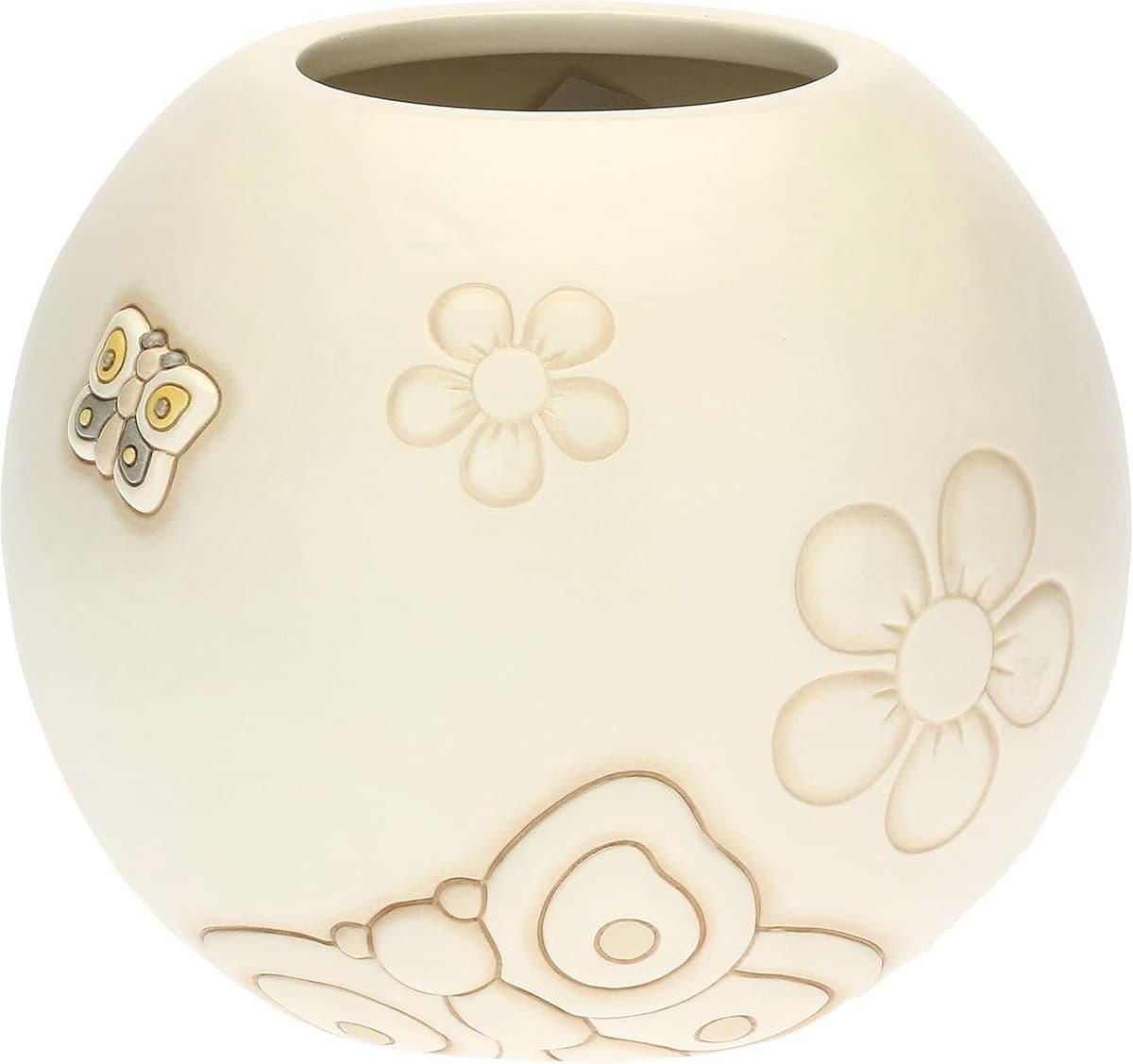 Decoratieve Vaas met Vlinder en Bloemen – Elegante Keramische Woondecoratie