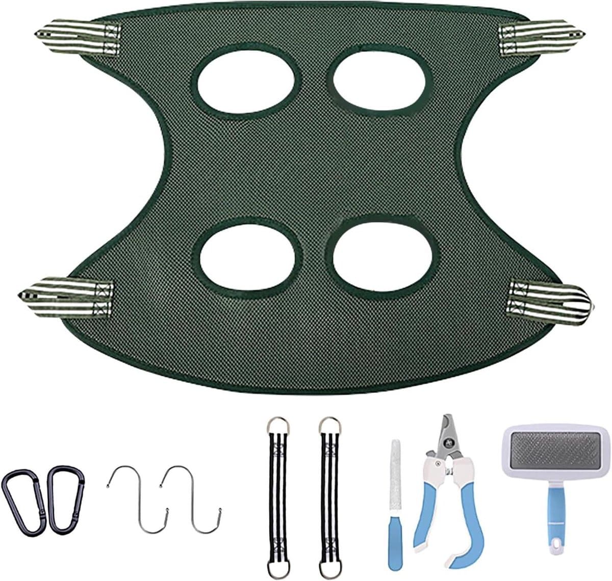 Huisdier Verzorgingshangmat - Trimharnas Kit - Veilig Huisdier Trimmen - Inclusief 10 Delige Set - Polyester Stof - Blauw