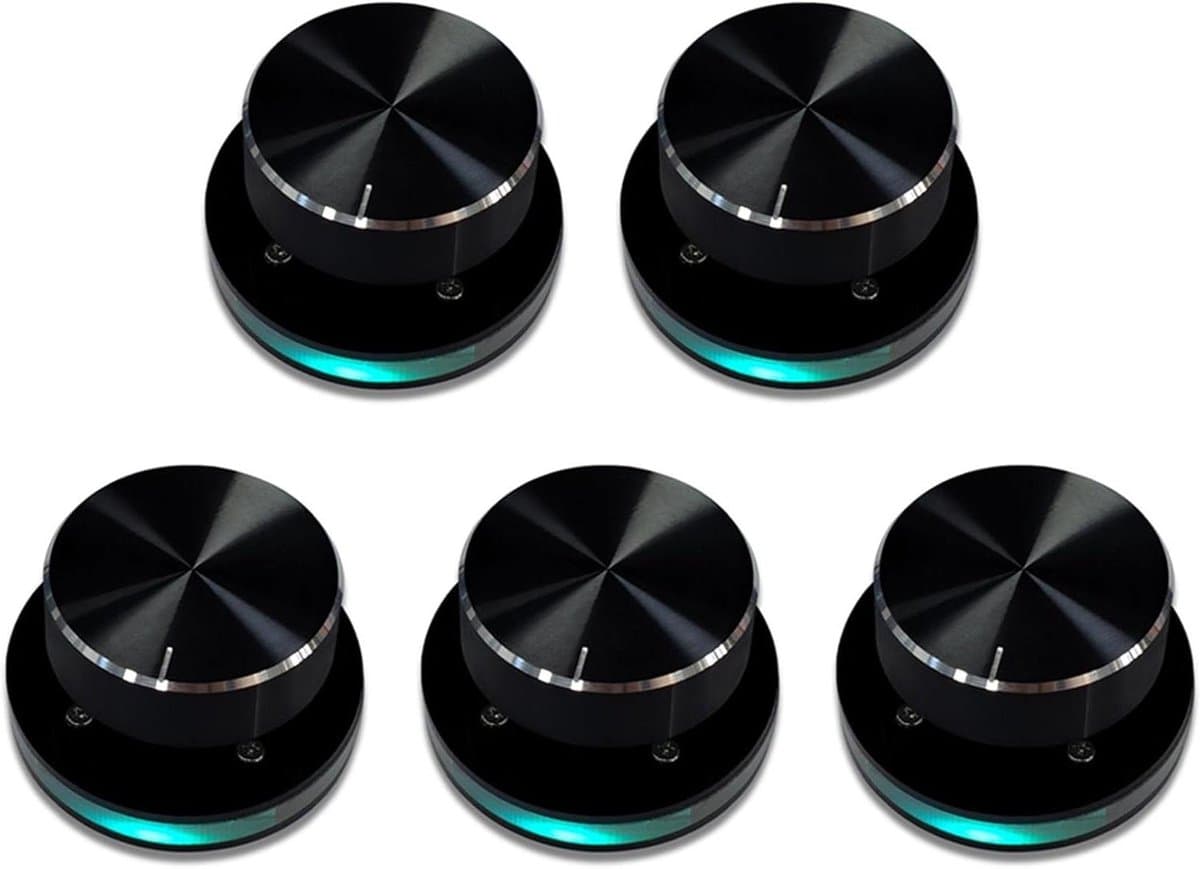 USB Volumeregelaar - Audio Controller - Muziek Bedienen - Instelbare RGB - 5 Stuks - Zwart