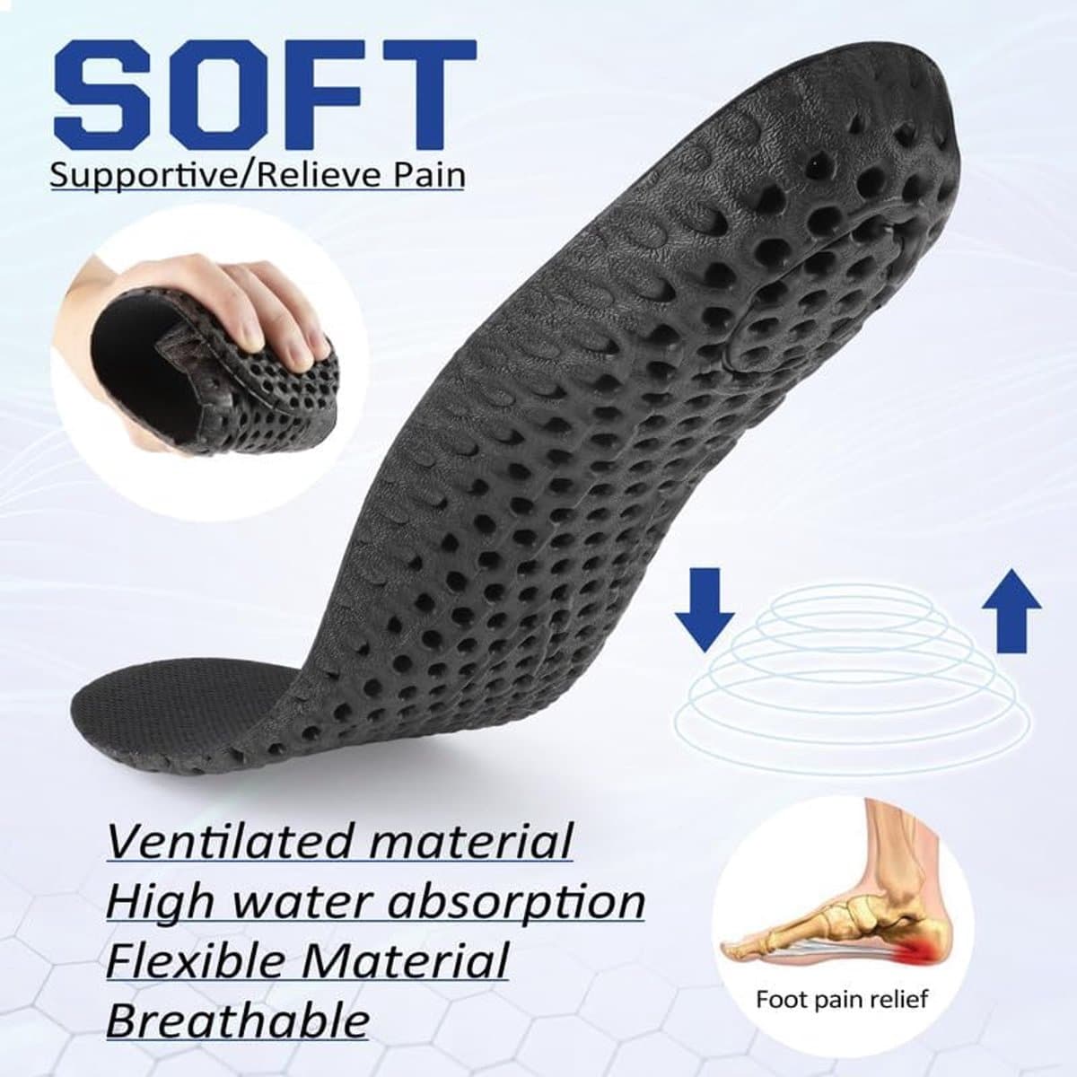 2 paren heren comfort inlegzolen sportschoenen kussentie schokabsorptie ademend snel drogend zwart