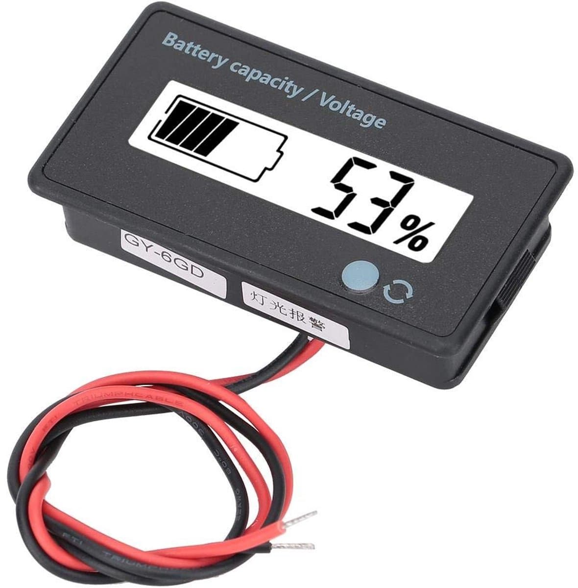 Dailygoods - Accucapaciteit Monitor - LCD-display - Eenvoudig in gebruik - Wit - Geschikt voor lood-zuur en lithium-ijzer batterij - Inclusief schakel