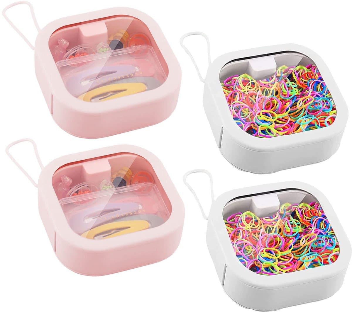 carmdering - Haaraccessoire organizer - set van 4 opbergboxen - multifunctioneel - voor elastiekjes, sieraden en accessoires
