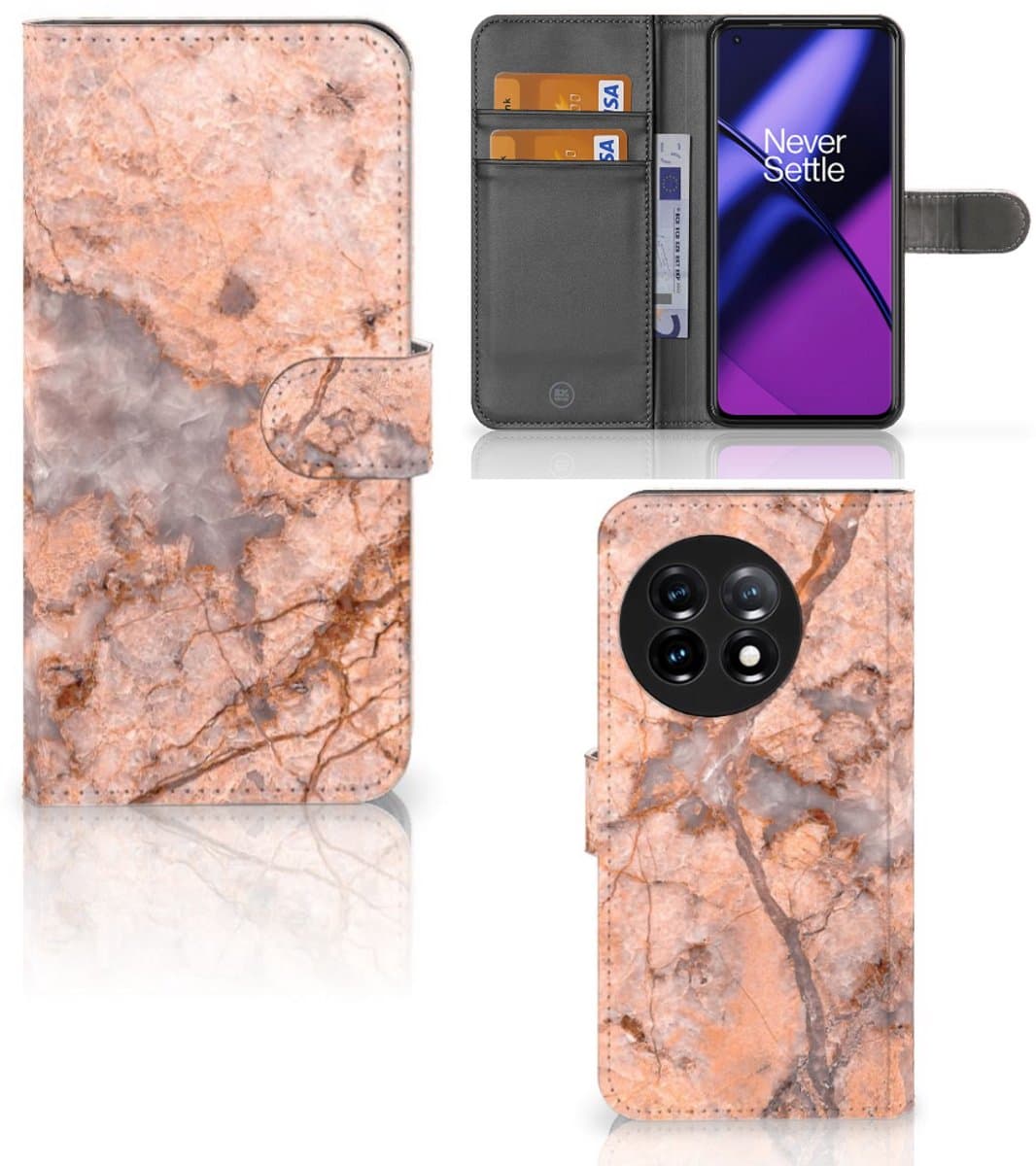 OnePlus 11 Bookcase Marmer Oranje