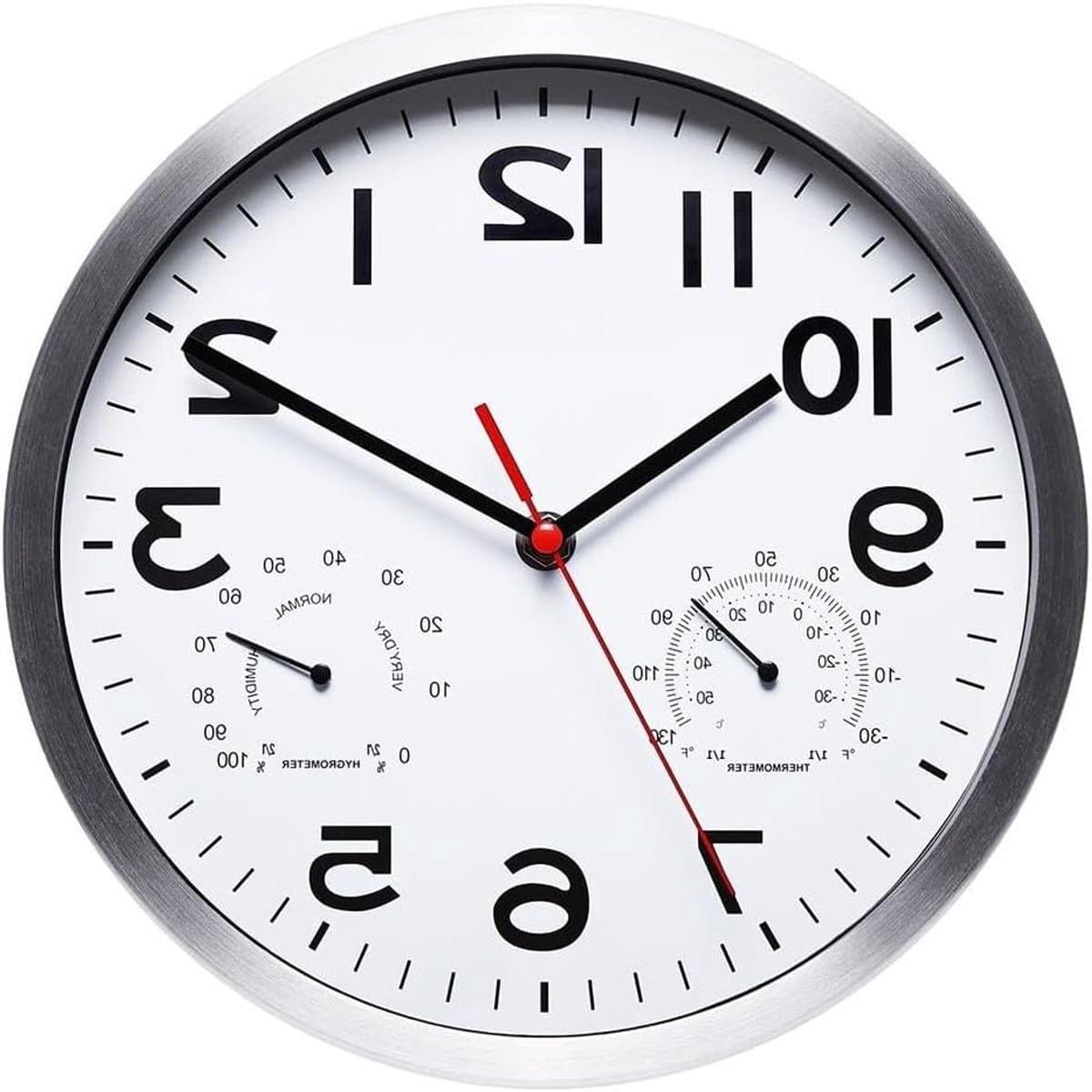 Digitale Wandklok - Klok met Weer - Binnenklimaat Monitoren - Stille Beweging - 255 cm - Wit