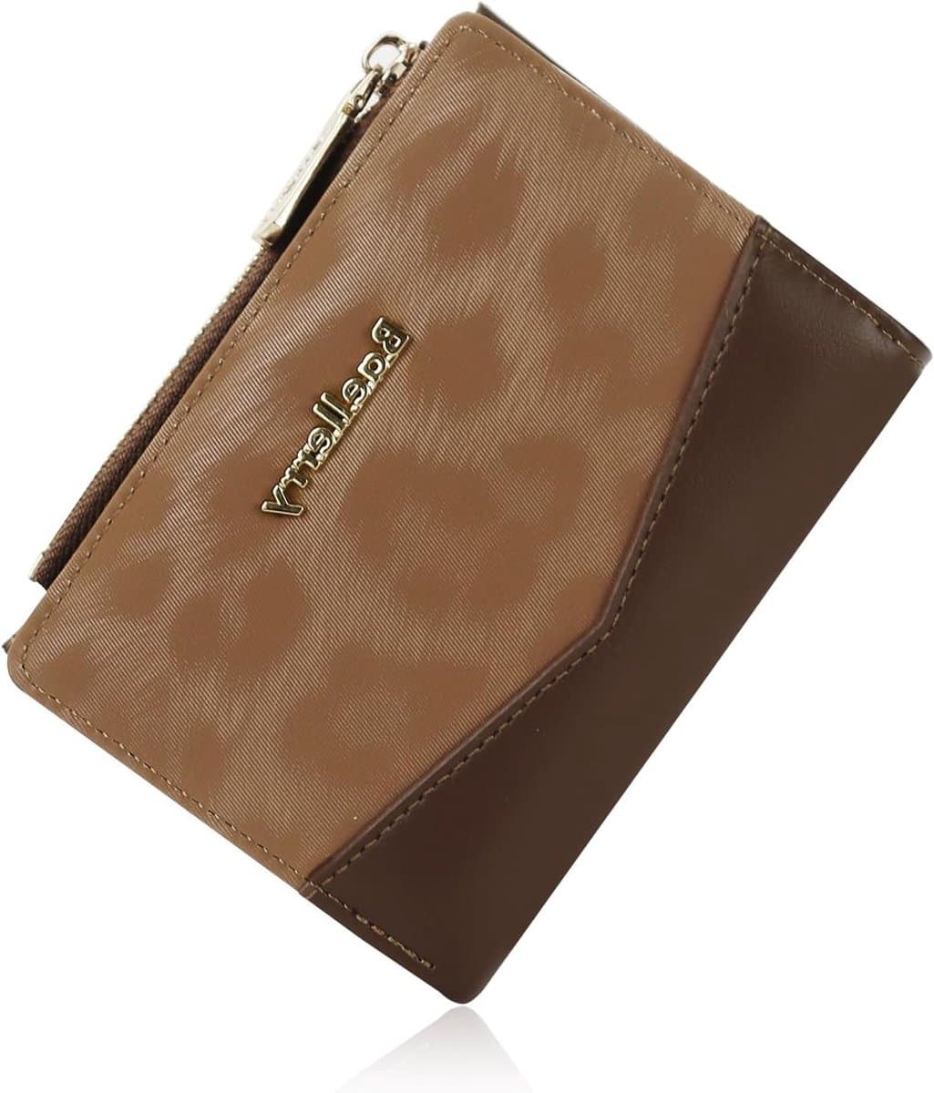 Luxe vintage damesportemonnee met ID-venster en ritssluiting, ideaal voor reizen en uitgaan, bruin, 4.82 x 3.74 x 0.78 Zoll, stijlvol en praktisch