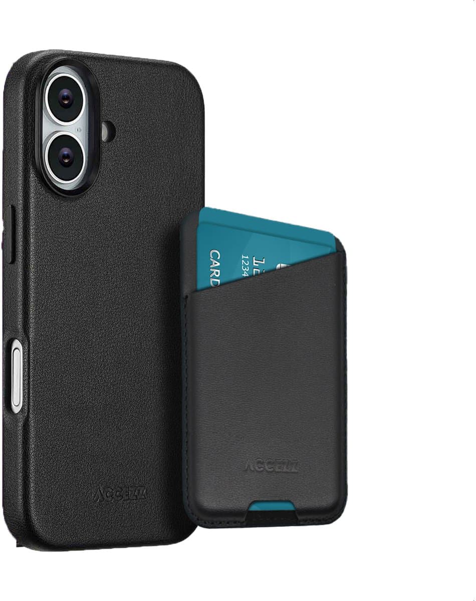 Accezz Echt Leren Hoesje Inclusief Pasjeshouder geschikt voor MagSafe - Geschikt voor Apple iPhone 17 - Black