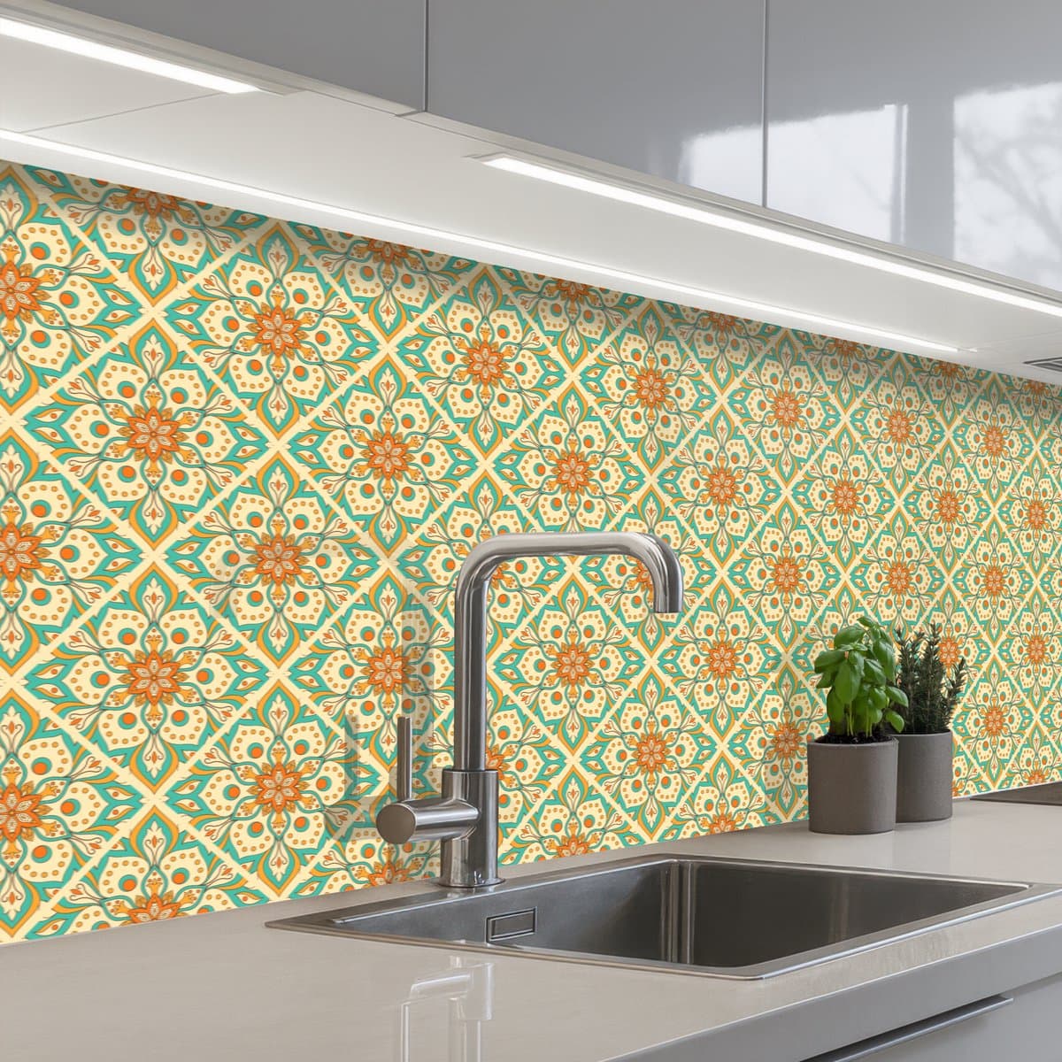 Keuken achterwand 250x80 cm - Spatscherm zelfklevend Vintage - Bohemian - Patronen - Mandala - Muurbeschermer - Spatwand fornuis