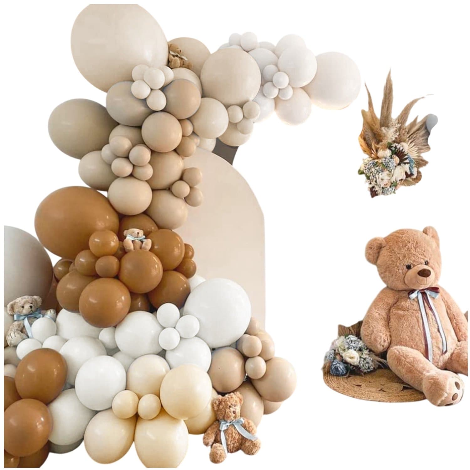 Ballonnen set bruin beige voor feestdecoratie bruiloft, verjaardag, doop