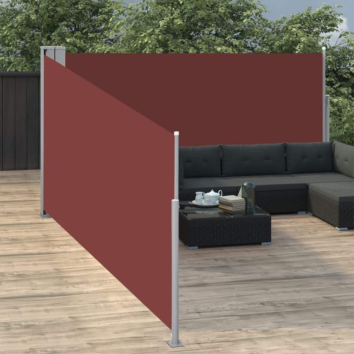 Zonnezeil, zijdelings intrekbaar, bevestigd aan de grond voor buiten, zonnezeil voor buiten, buitenscherm voor buiten, zonnezeil voor het balkon, intrekbaar zonnezeil