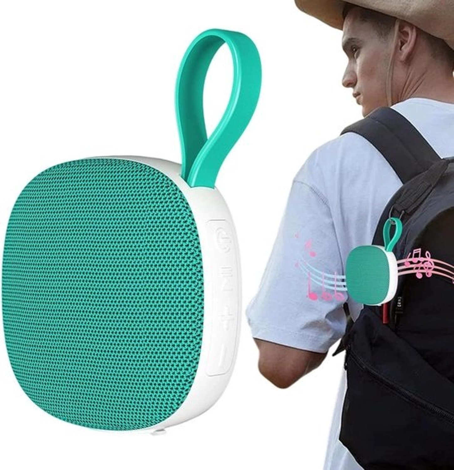Draagbare speaker - Reisspeaker - Voor muziek luisteren - Magnetisch ontwerp - 12.8 x 4.1 x 12.8 cm - Groen