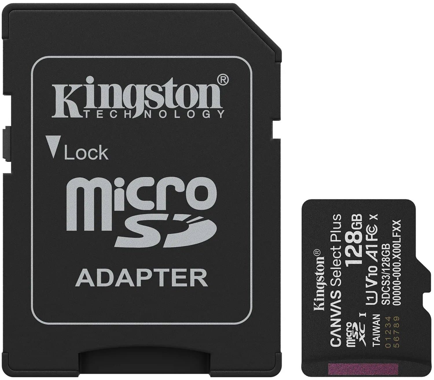 Kingston Technology 128GB microSDXC Canvas Select Plus Gen3 150MB/s A1 kaart + adapter