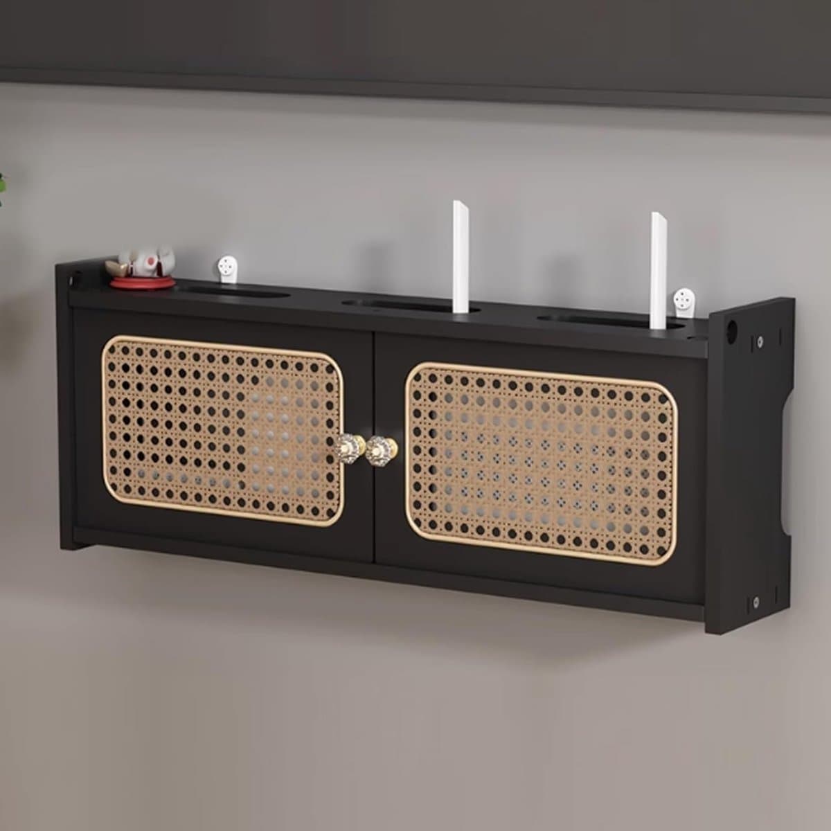 Router Opbergdoos - Modem Rack - Ruimte Besparen - Wandmontage Ontwerp - 80 cm - Zwart
