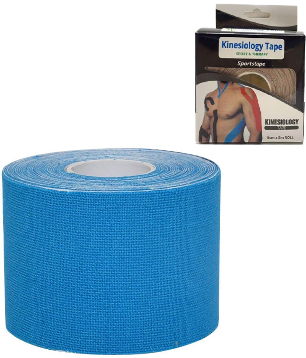 COOAU - Sports Blauw- Kinesiotape - 5 cm x 5 m,1 rol - cure tape extra strong - fysiotape - kinesiologie tape - elastische viscose met extra kleefkracht - geschikt voor sport - Blauw