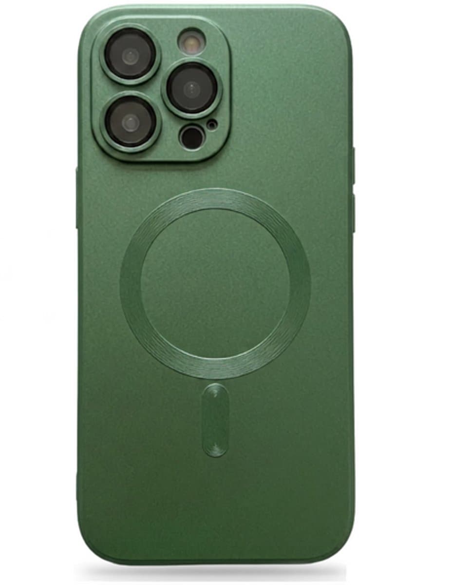 Voor iPhone 17 Pro MagSafe Silicone Hoesje met Camera Glass Protector / Luxe en Sterke Bescherming / Lichtgroen