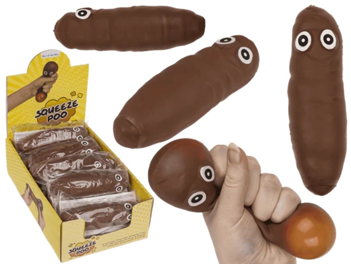 Squishy drol stressbal - 1 exemplaar - Knijpbal voor de hand - 14 cm - Squeezy - Rekbare poep