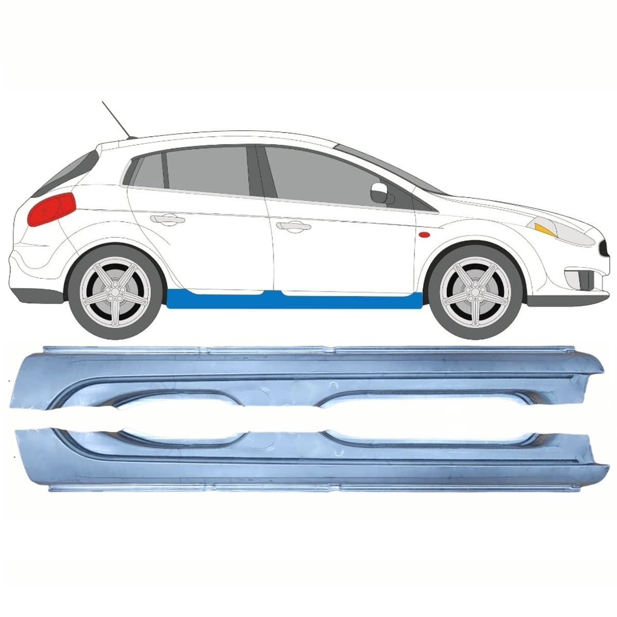 Volledige dorpel voor Fiat Bravo II 2007-2014 / Links + Rechts / Set