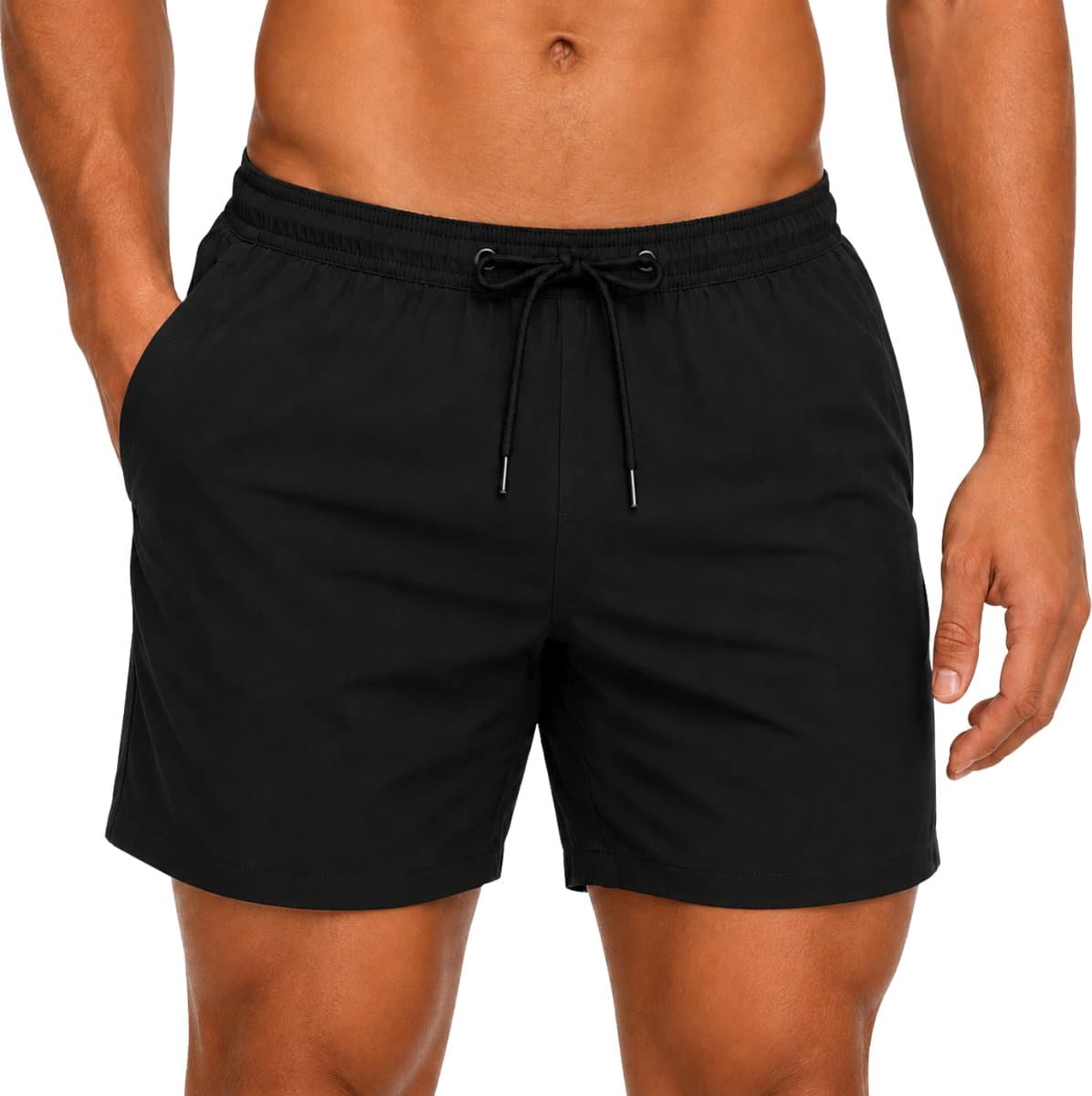 Zwembroek - Zwart - Maat S - Sneldrogende Zwemshort - Elastische Tailleband met Trekkoord - Mesh Binnenvoering - Lichtgewicht Strandshort & Beachwear