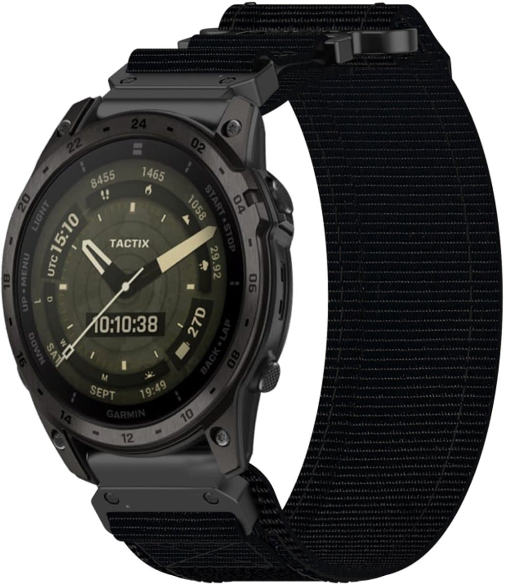 Voor Garmin Tactix 7 AMOLED 26 mm nylon klittenbandsluiting horlogeband (zwart)