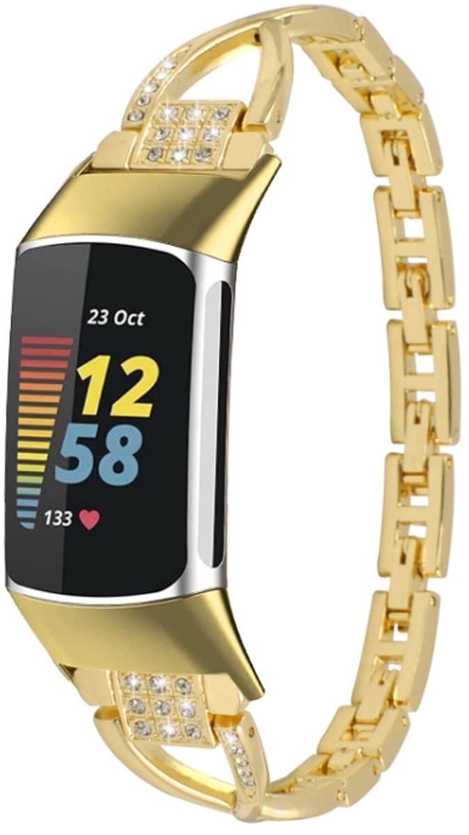 For Fitbit Charge 3 / 4 Diamond Metal Watch Band(Gold)