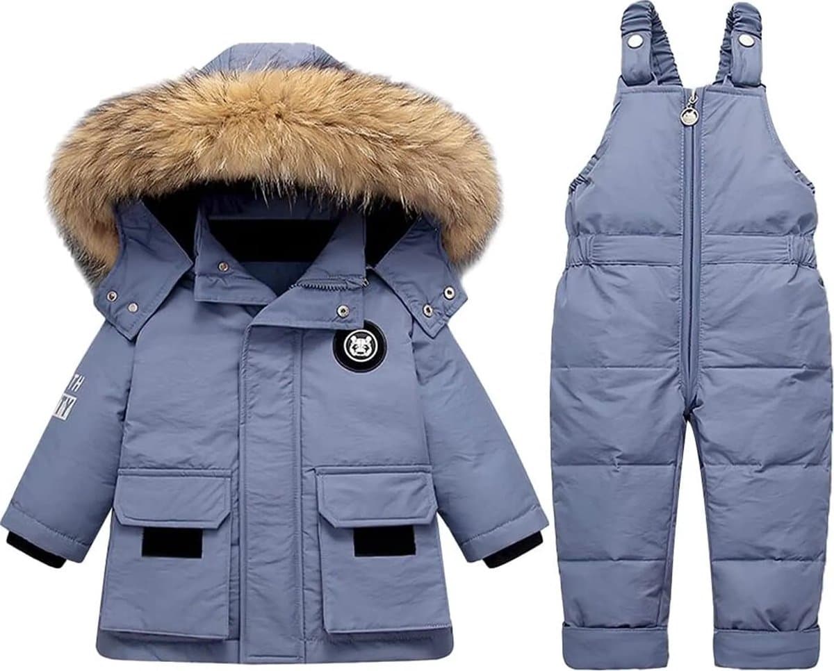 casalora® - skipak - skipak baby - winterpak voor baby - ski-donsjack pak - winddicht - warm - Tops en broeken 2STUKS - Geschikt voor jongens en meisjes Sneeuwpak - Blauw - maat 80