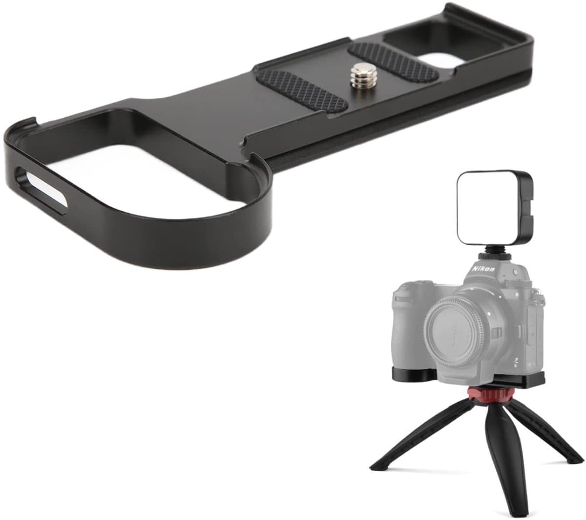 Dailygoods- Snelkoppelingsplaat Aluminium Legering - Metalen Handgreepplaat - 1/4 Inch Schroef - Zwart - Schokbestendig - Rubber Kussen voor Camera Bescherming - Camera Plate
