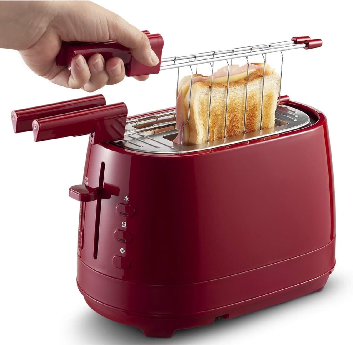 Allvia® Tosti Apparaat Broodrooster - Broodrooster met Tostiklemmen - Tosti Broodrooster - Rood - 30 cm x 18 cm x 19 cm